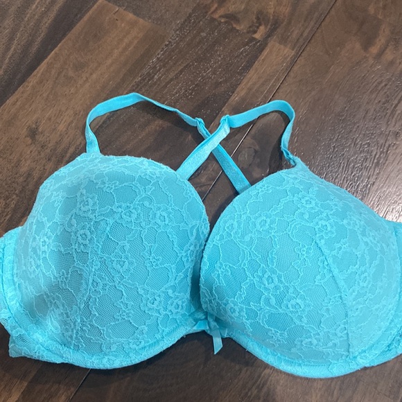 Victoria's Secret blue floral lace push up bra 34DD - Picture 2 of 12